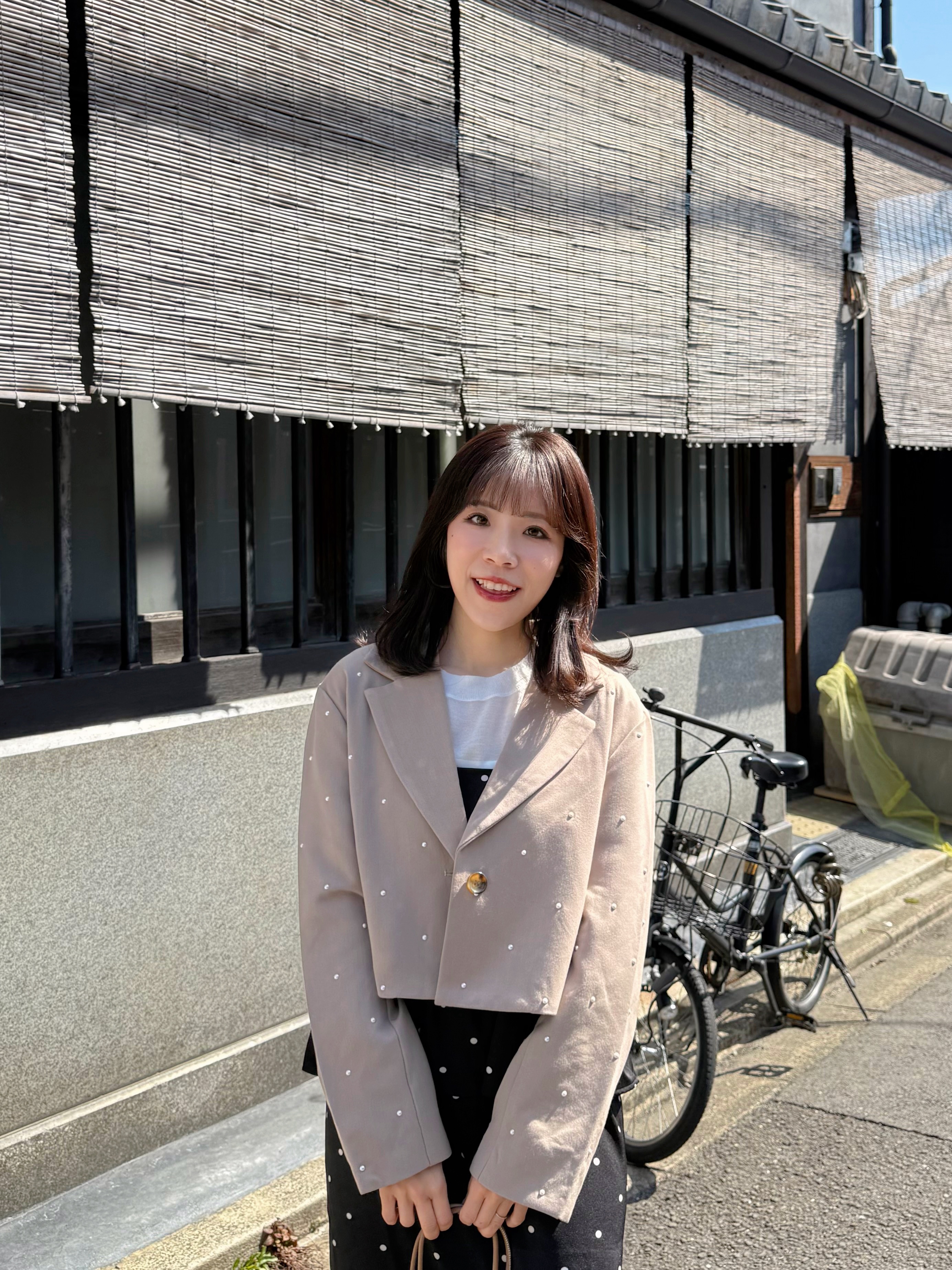 2色•珍珠點點短款西裝外套