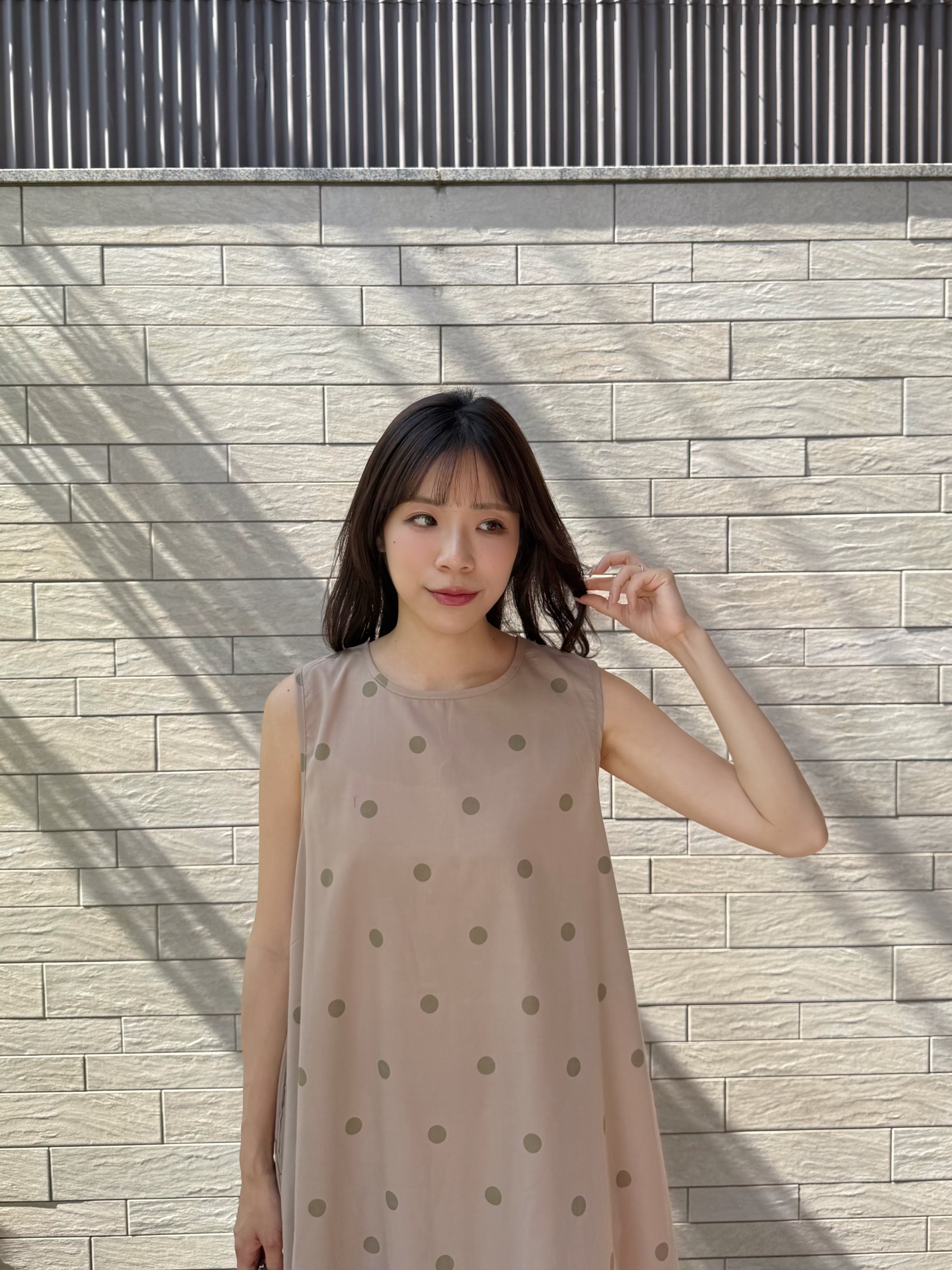 波浪擺波點背心連身裙