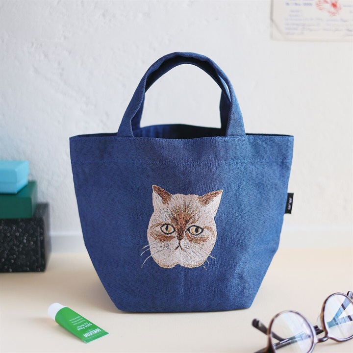 松尾Miyuki貓貓刺繡餃子袋