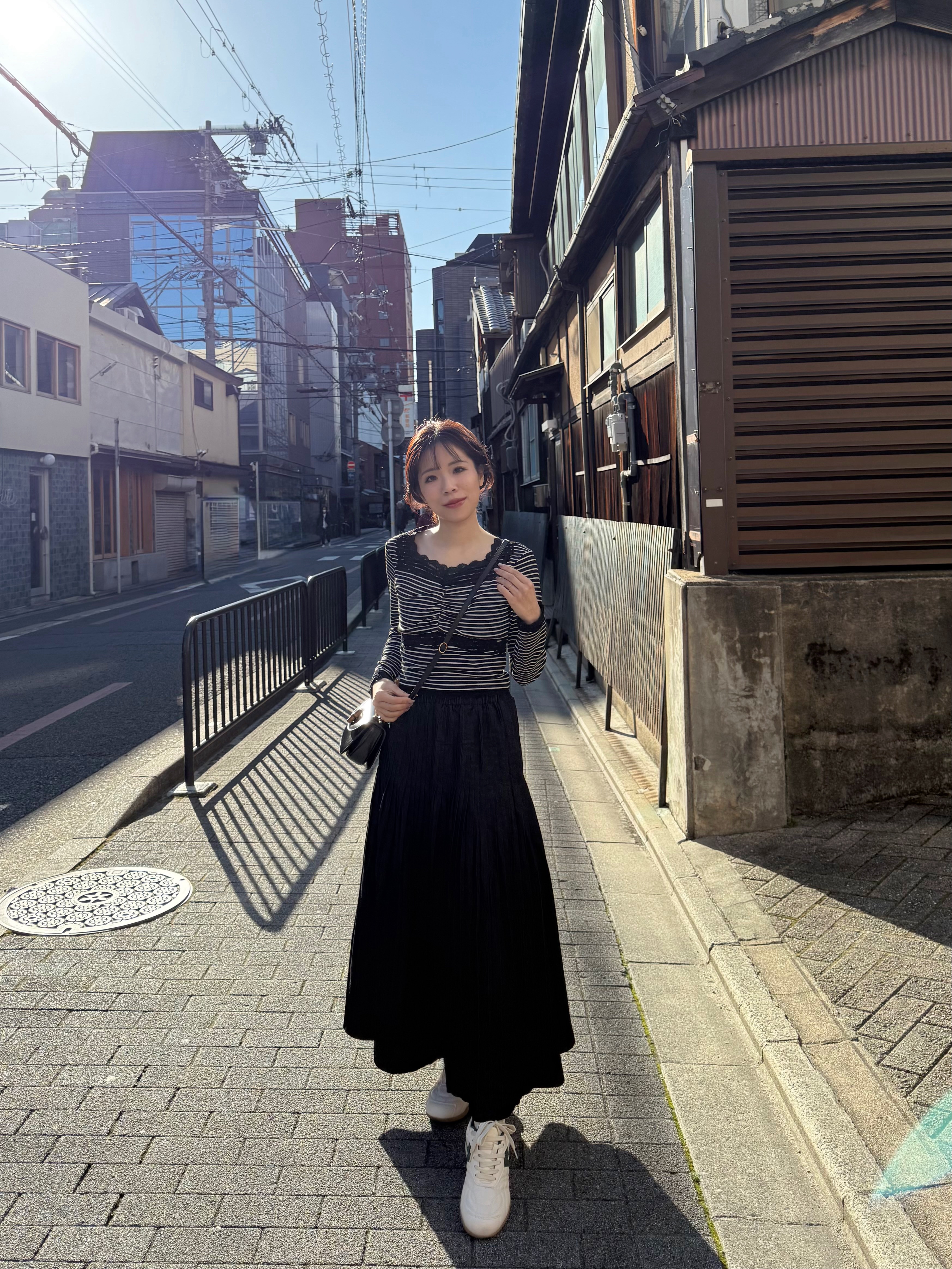 百褶牛仔長款半身裙