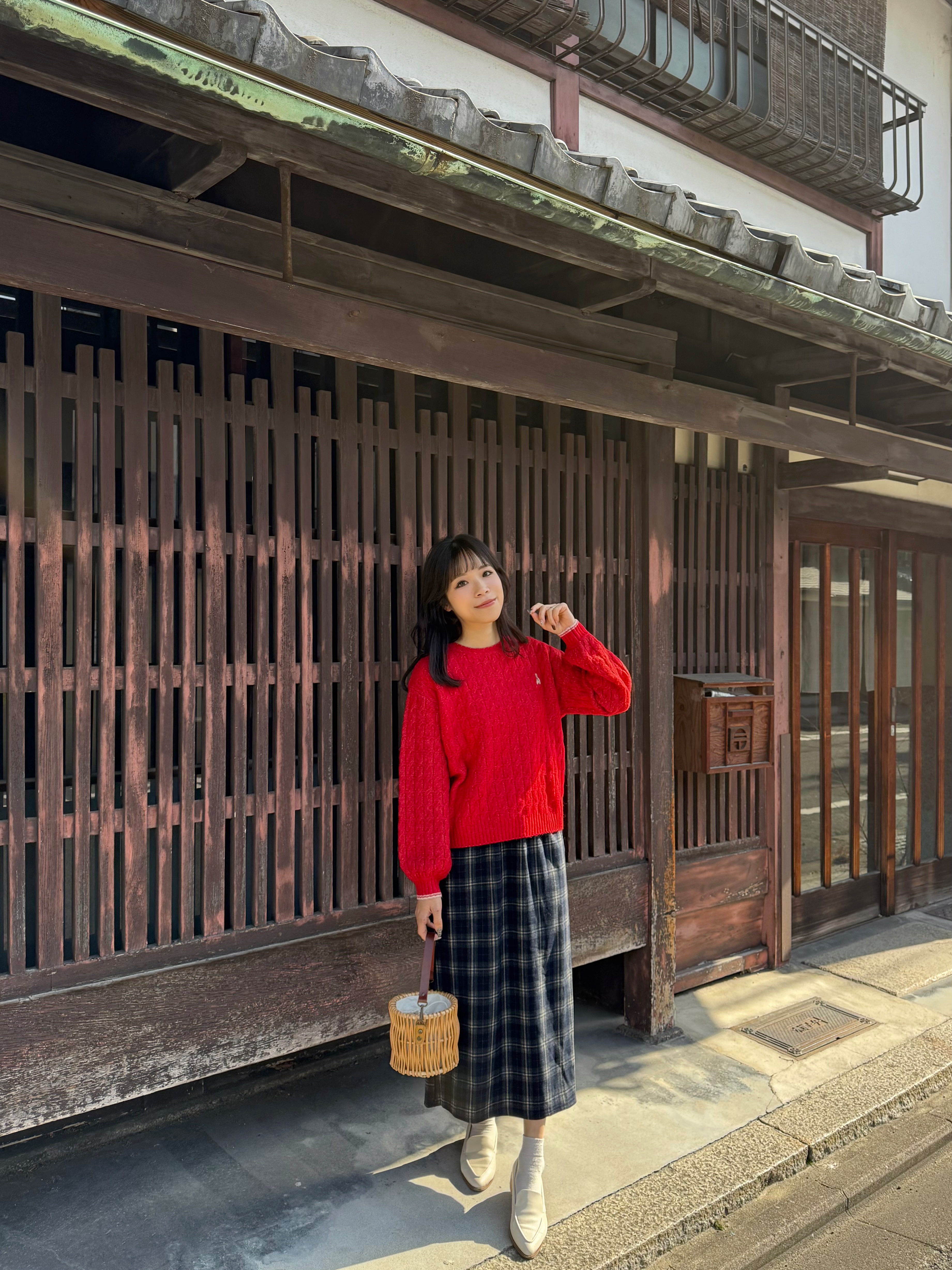 6色•英倫格子薄絨直身裙