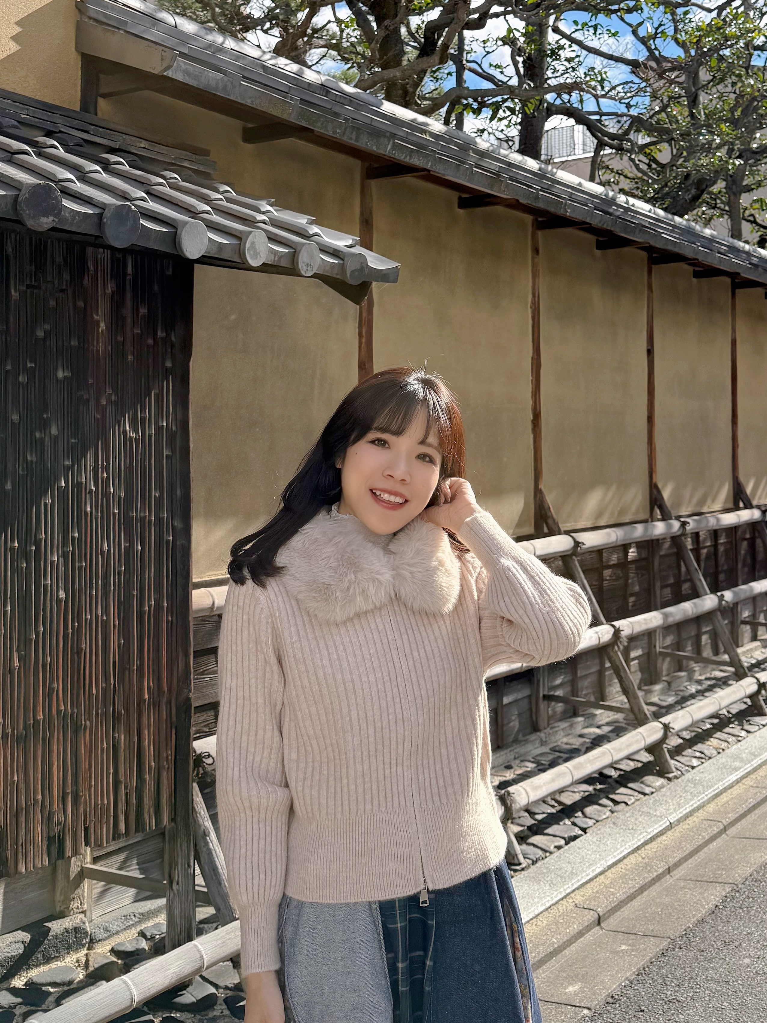 毛毛領拉鍊針織外套