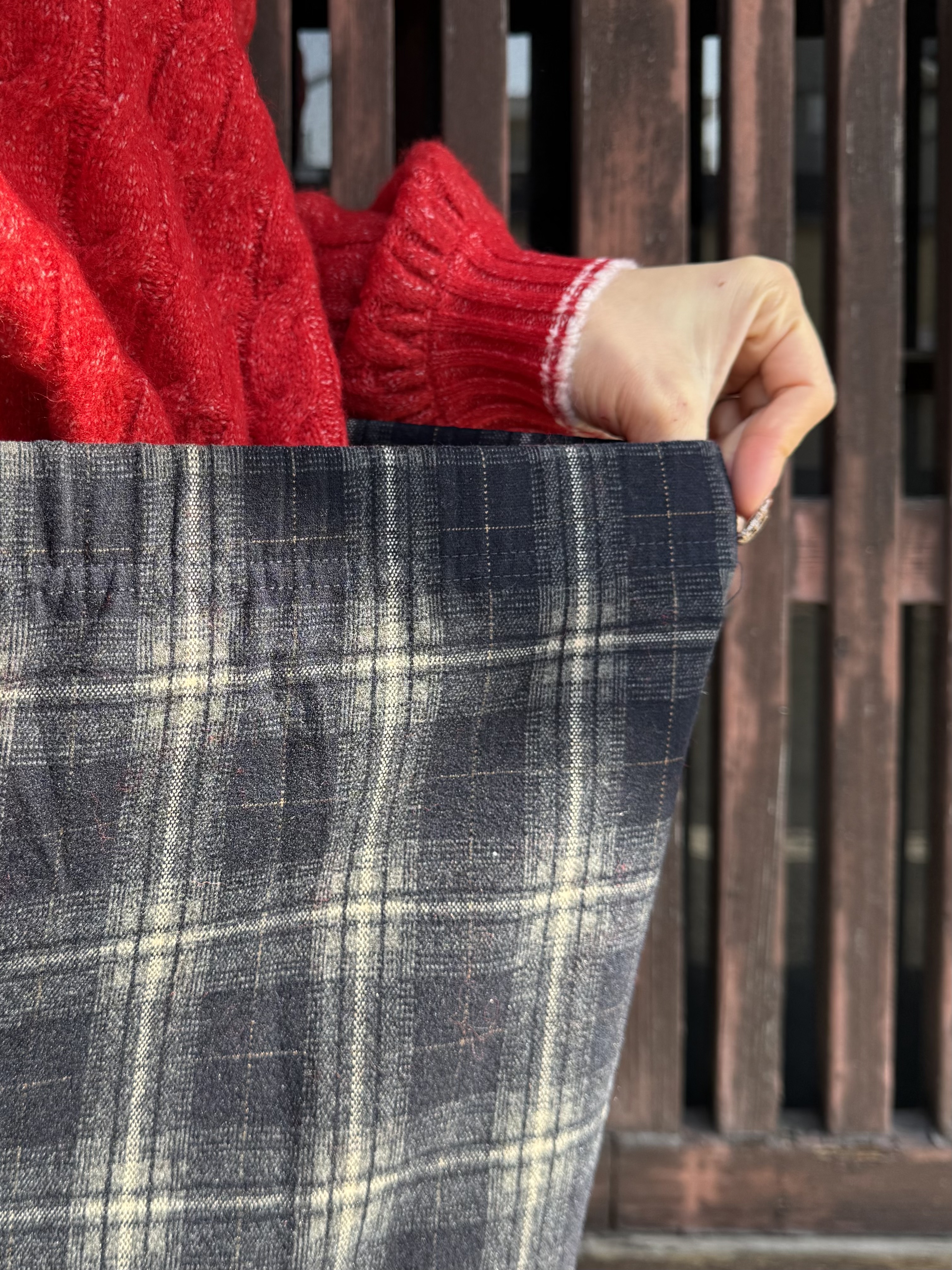 6色•英倫格子薄絨直身裙