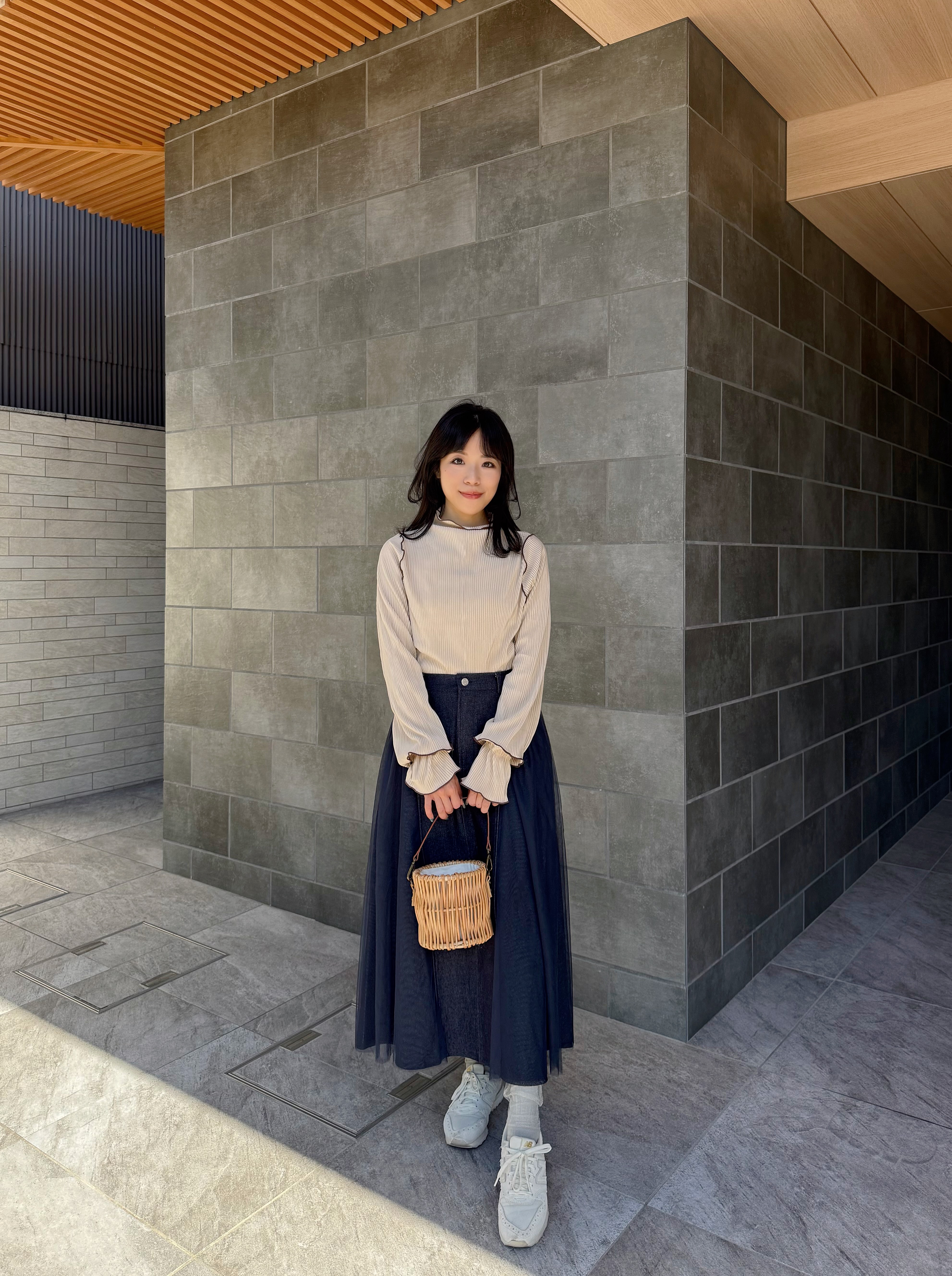 6色•2Way前後拼色百褶2層手袖上衣