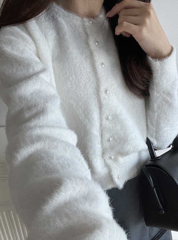 微閃薄款毛毛針織外套