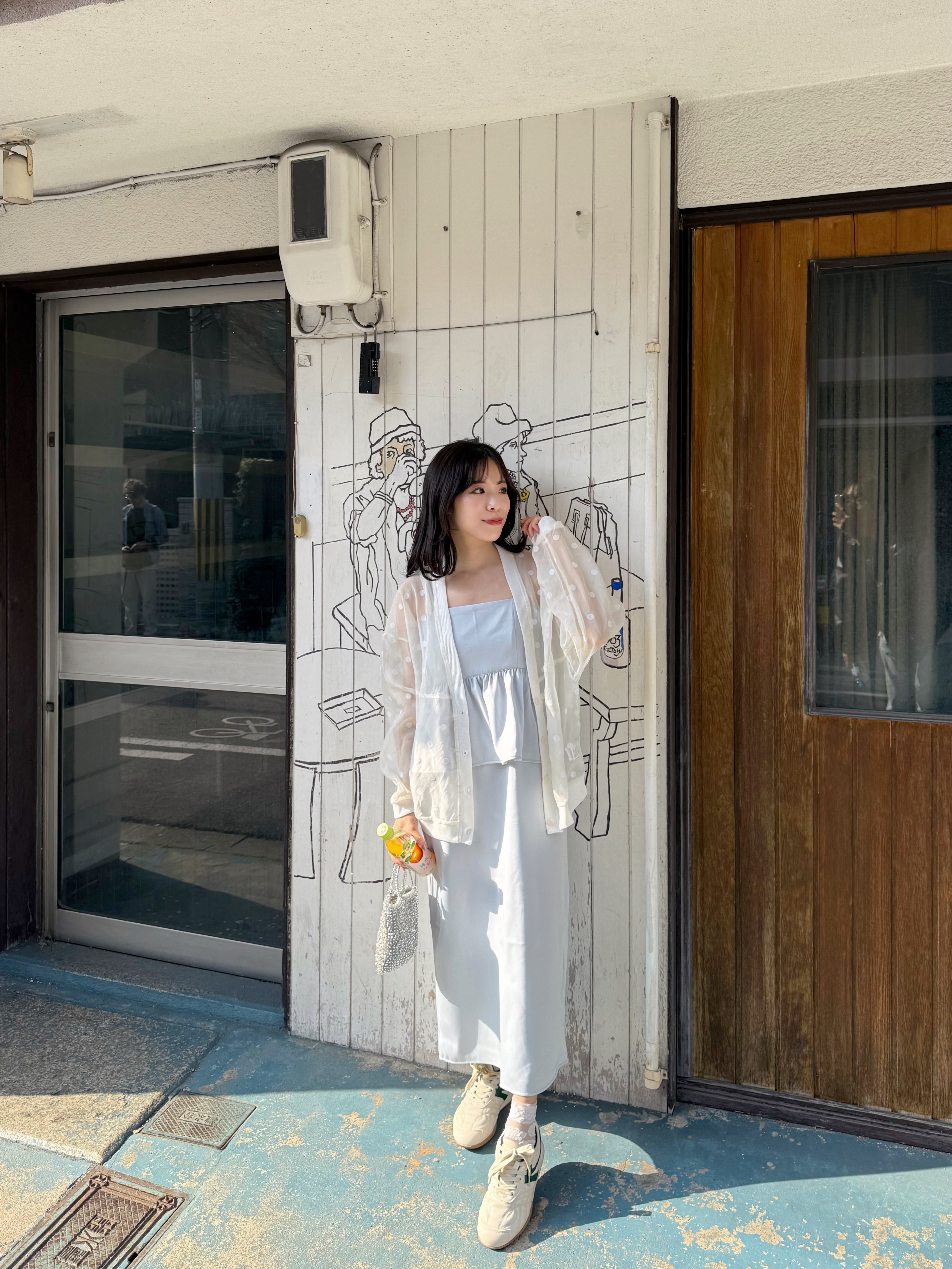 波點透感雪紡長款防曬外套