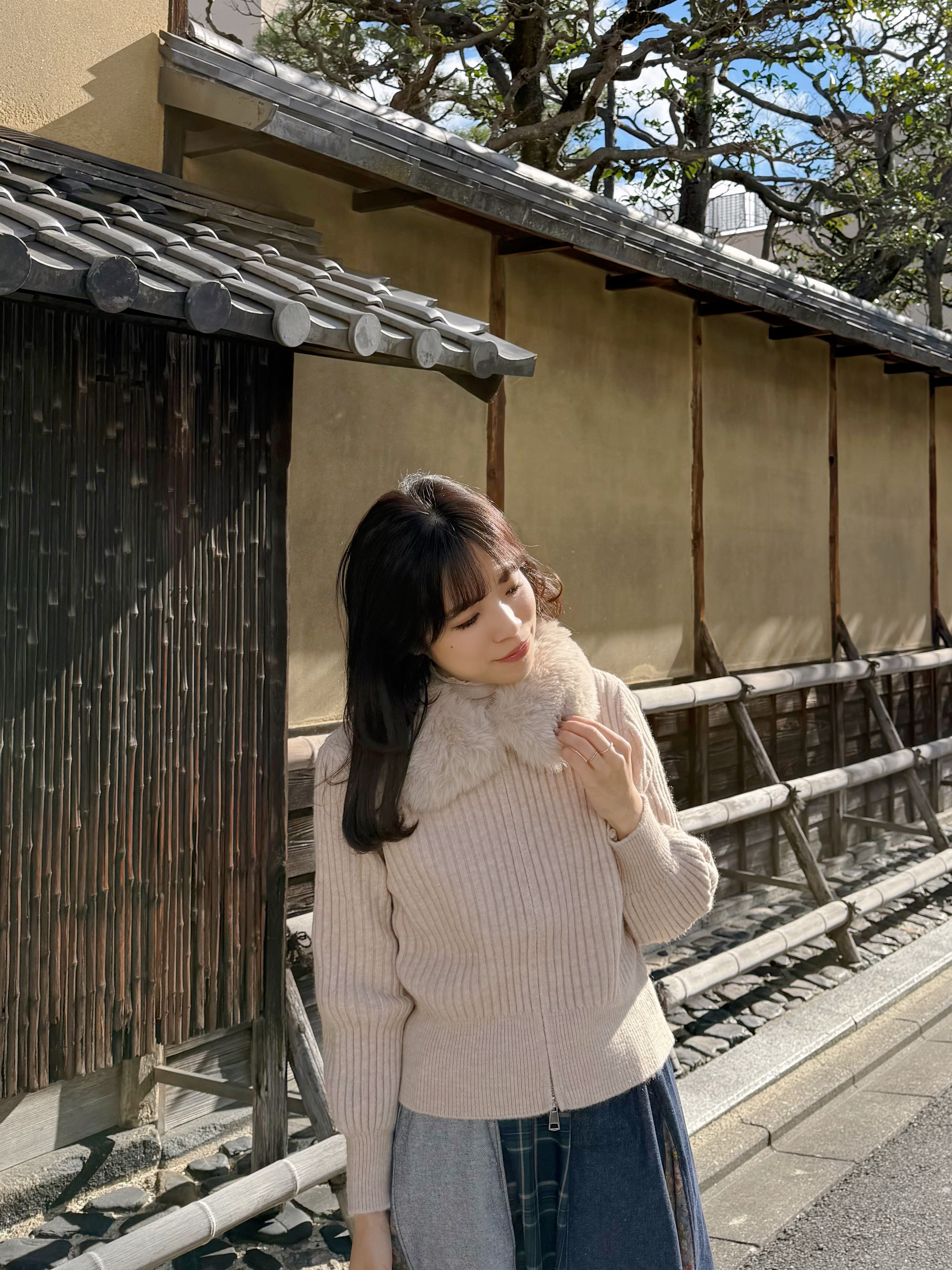 毛毛領拉鍊針織外套