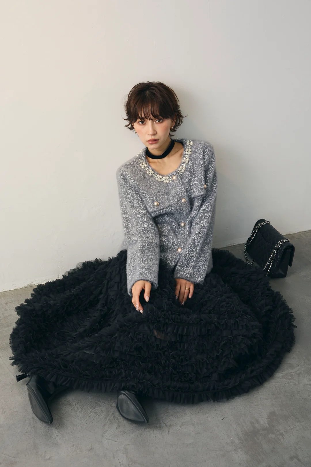 3色•層次紗紗長款半身裙