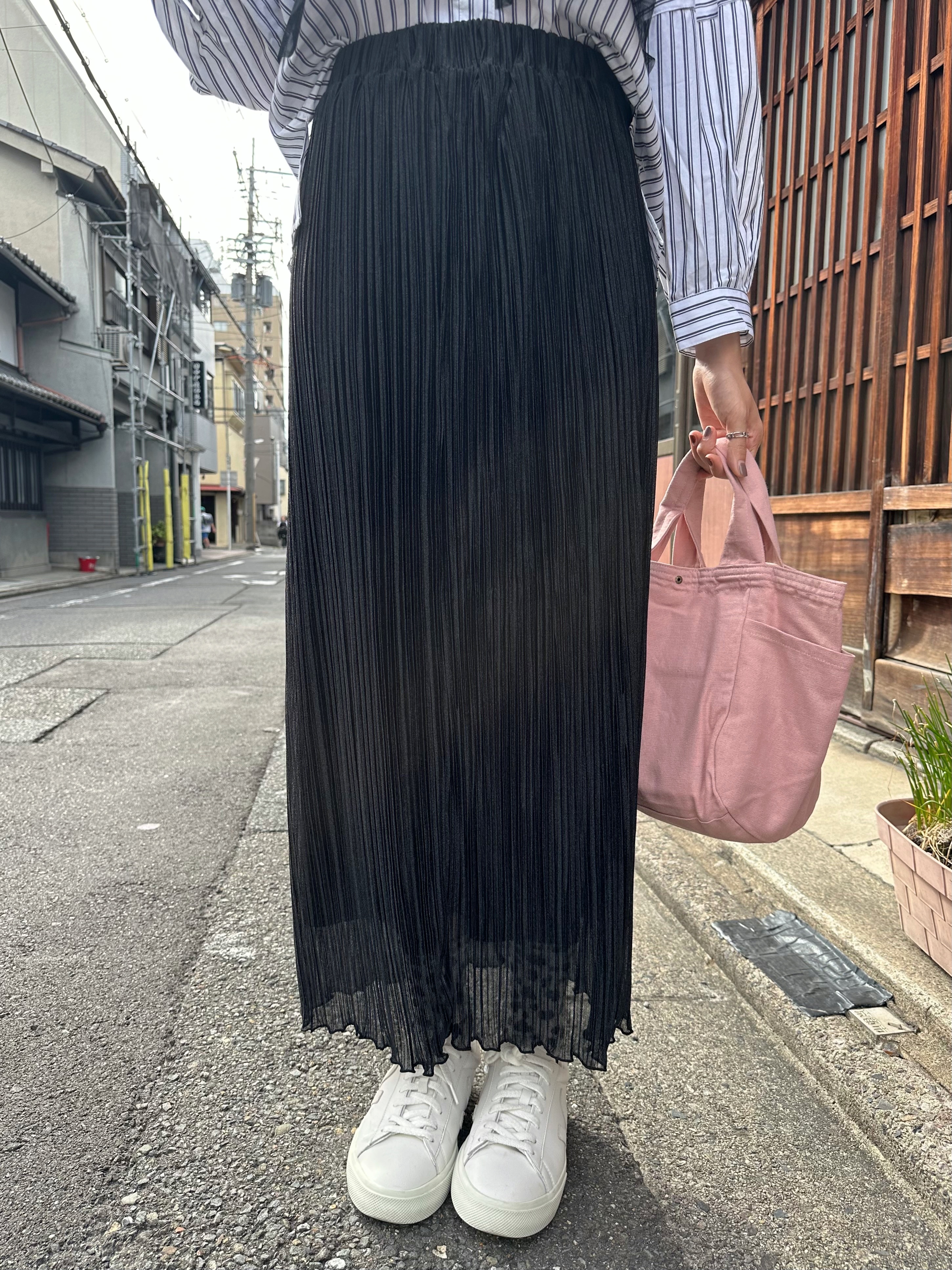 百摺薄雪紡淨色Pencil Skirt