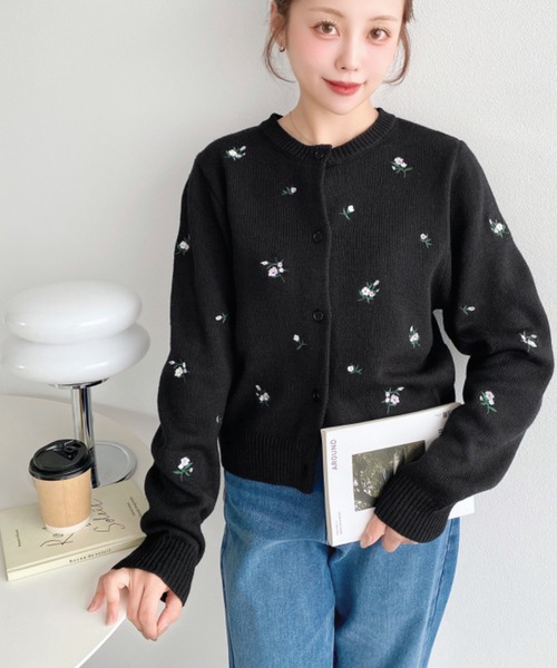3色•M-L碼•花卉刺繡針織外套