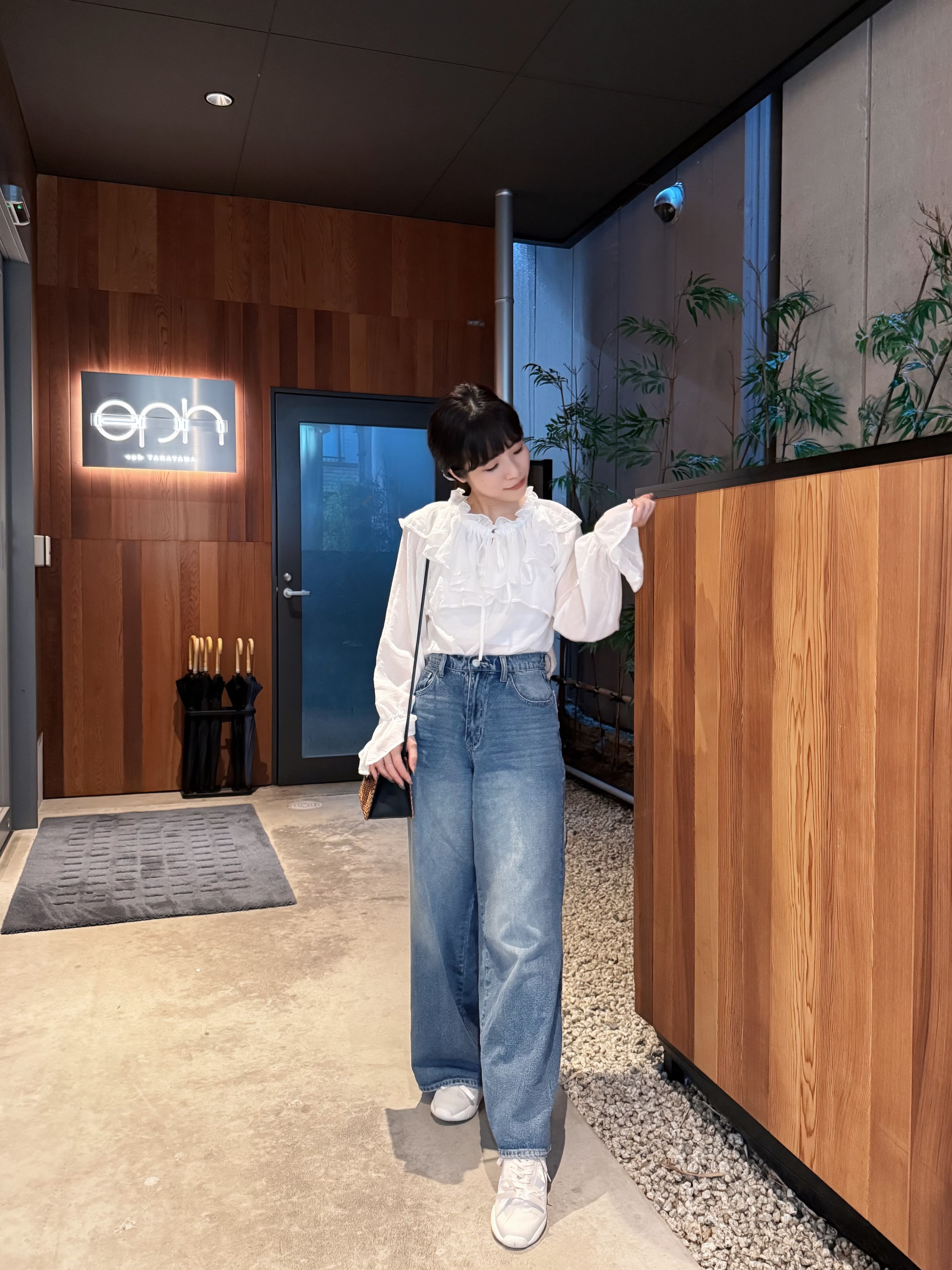 2Way波浪領束袖薄長袖上衣