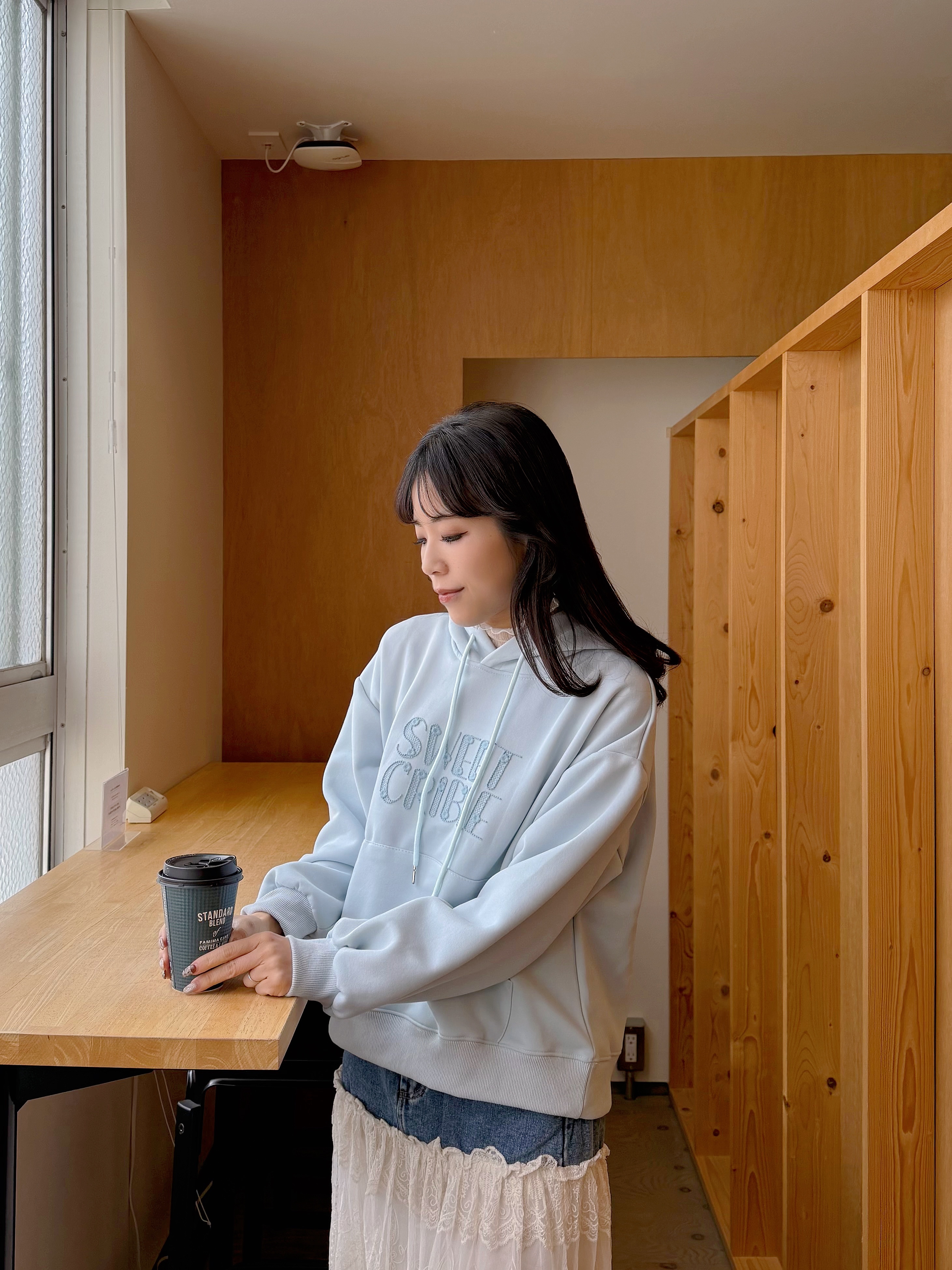 字母刺繡無加厚連帽衛衣