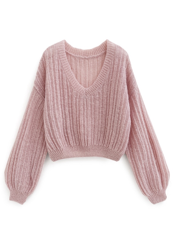 5色•V領鏤空糖果色上衣