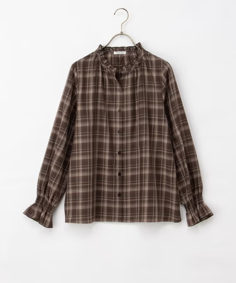 3色•M-4L•格仔荷葉邊襯衫
