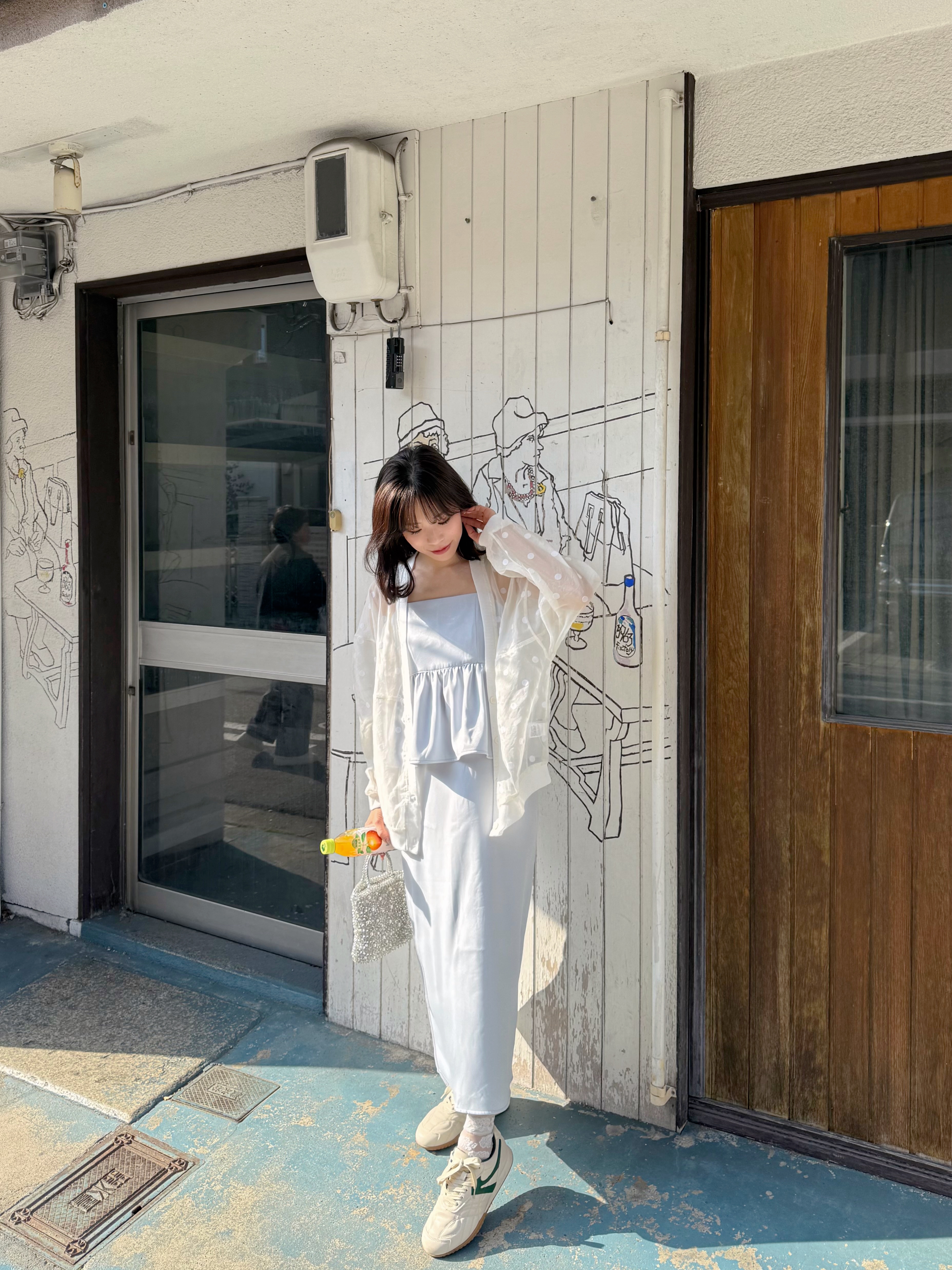 2色•波點/ 淨色吊帶連身裙