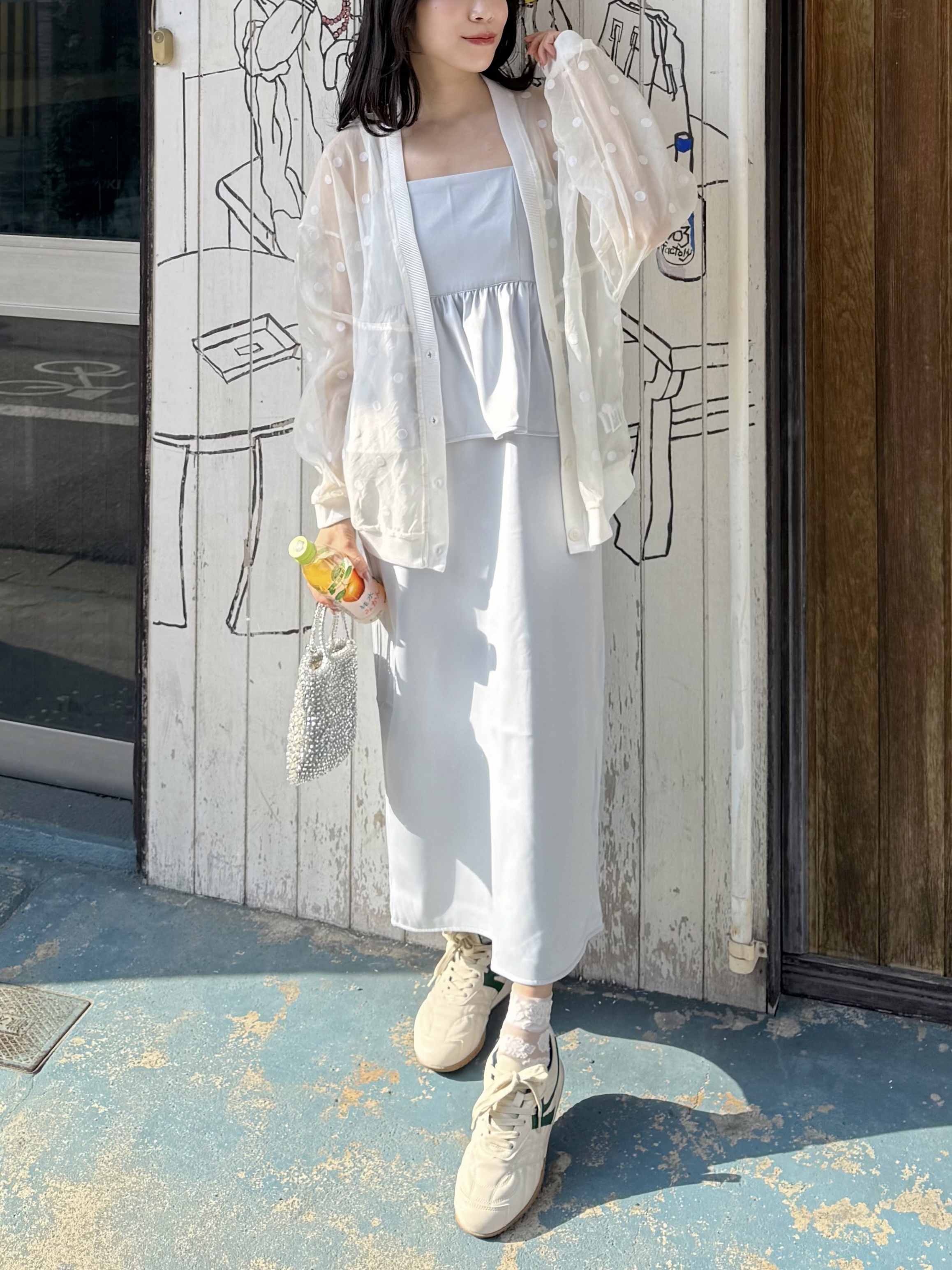 2色•波點/ 淨色吊帶連身裙