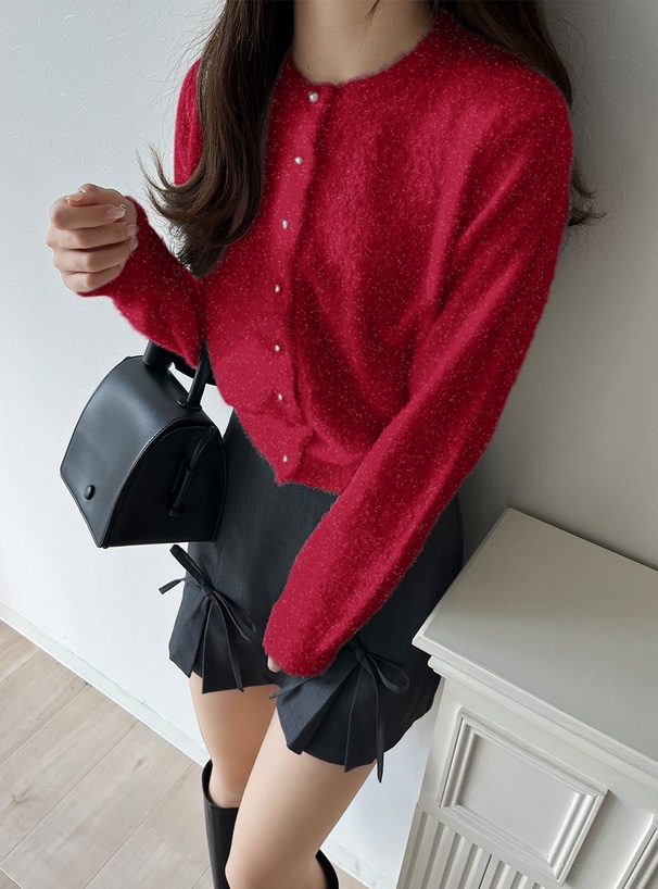 微閃薄款毛毛針織外套