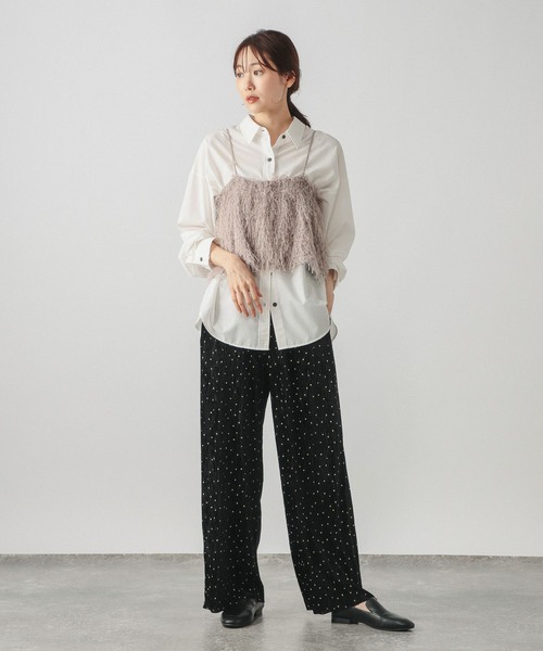 3色・M-L・絲絨壓紋寬褲
