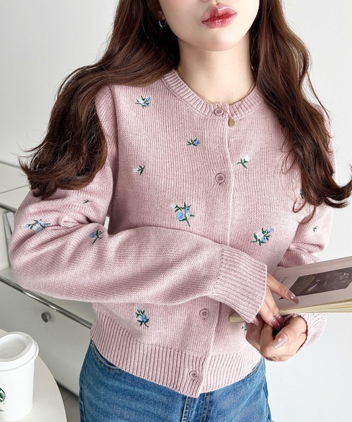 3色•M-L碼•花卉刺繡針織外套