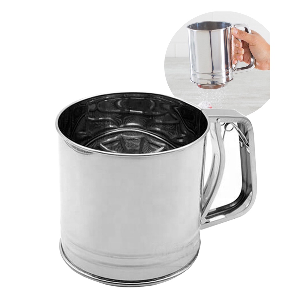 Stainless Steel Flour Sifter Large Sifter for Baking Powdered Sugar Fl