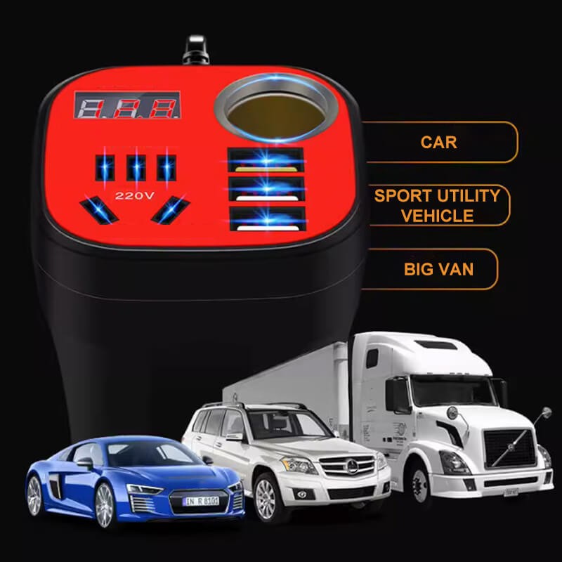 Nice gift*Car mounted cup type inverter converter QC charger