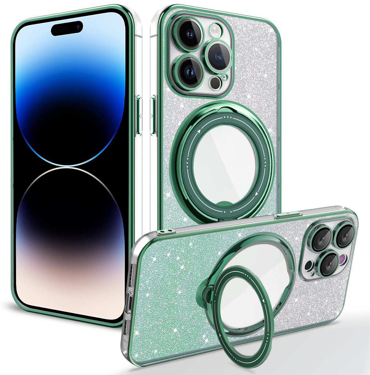 Electroplated Magnetic Glitter iPhone Case with Invisible Stand