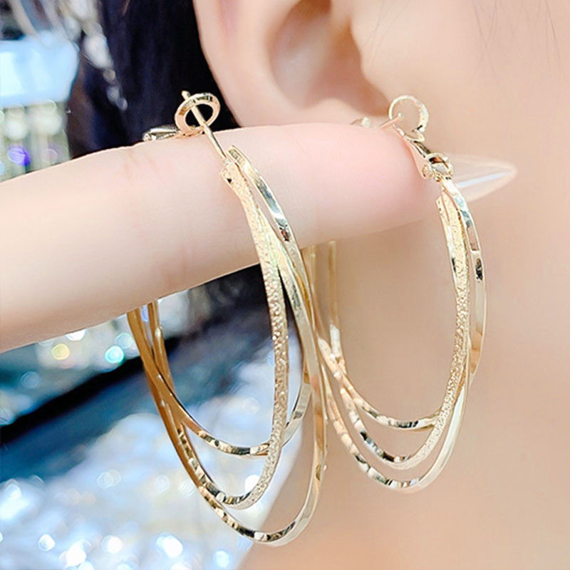Gift Choice Versatile Triple Ring Hoop Earrings 