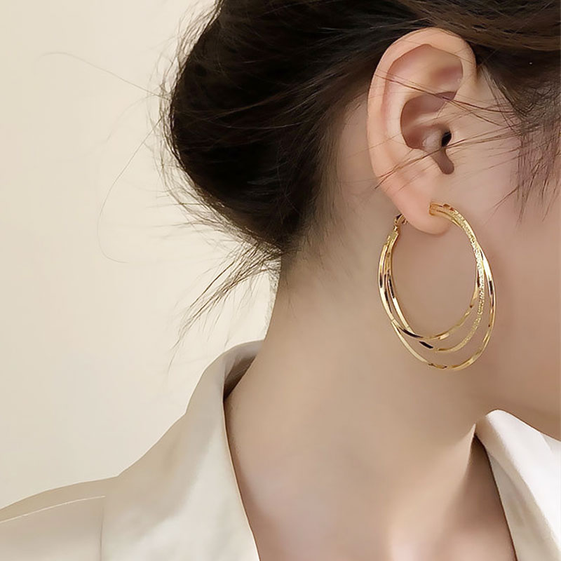Gift Choice Versatile Triple Ring Hoop Earrings 