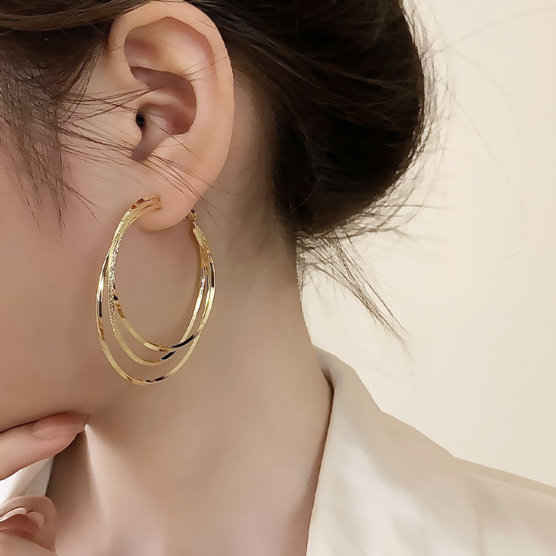 Gift Choice Versatile Triple Ring Hoop Earrings 
