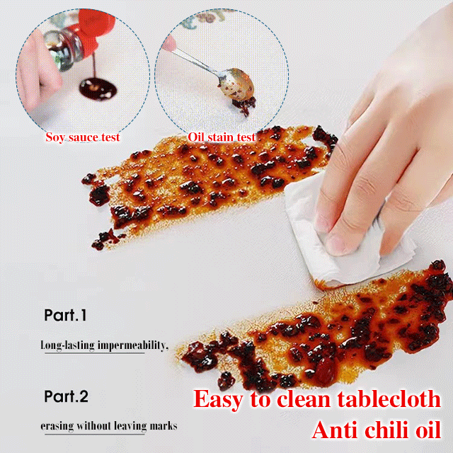 مفرش طاولة مطرز، غير قابل للغسل، مقاوم للماء والزيت