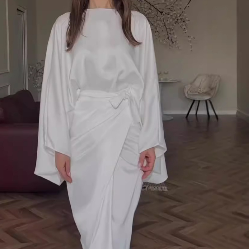 🔥فستان عصري على طراز اللونج مع رباط عند الخصر