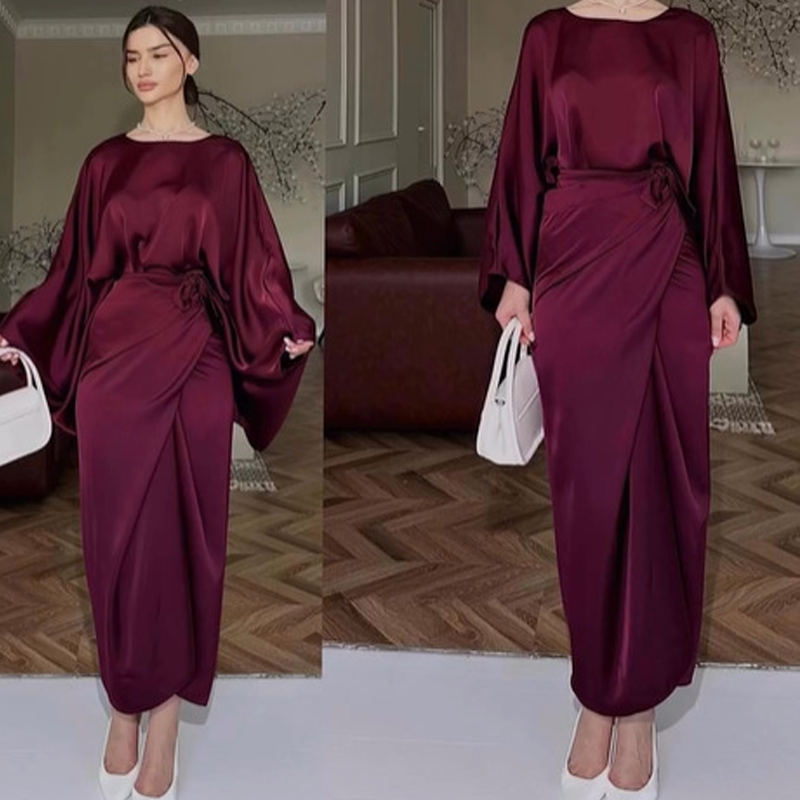 🔥فستان عصري على طراز اللونج مع رباط عند الخصر