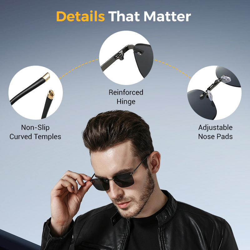 🕶️🔥نظارات شمسية أنيقة بدون إطار مع استقطاب وضوح عالي