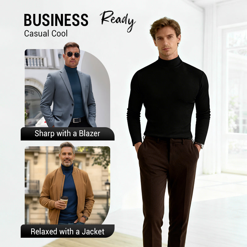 تي شيرت رجالي بياقة عالية وياقة ضيقة وأكمام طويلة