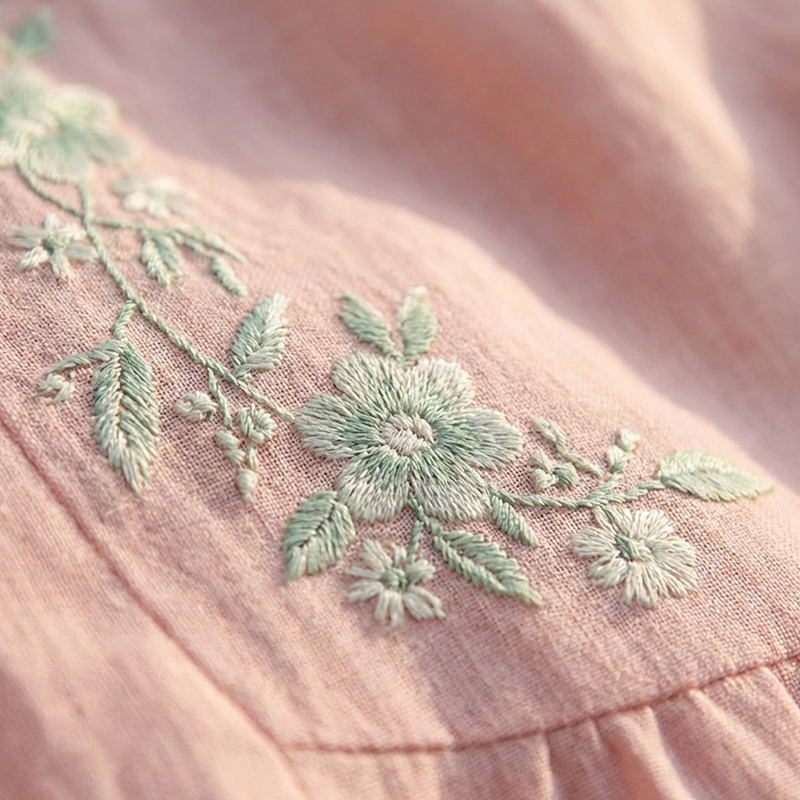 فستان نسائي كاجوال فضفاض بطول متوسط مع تطريز