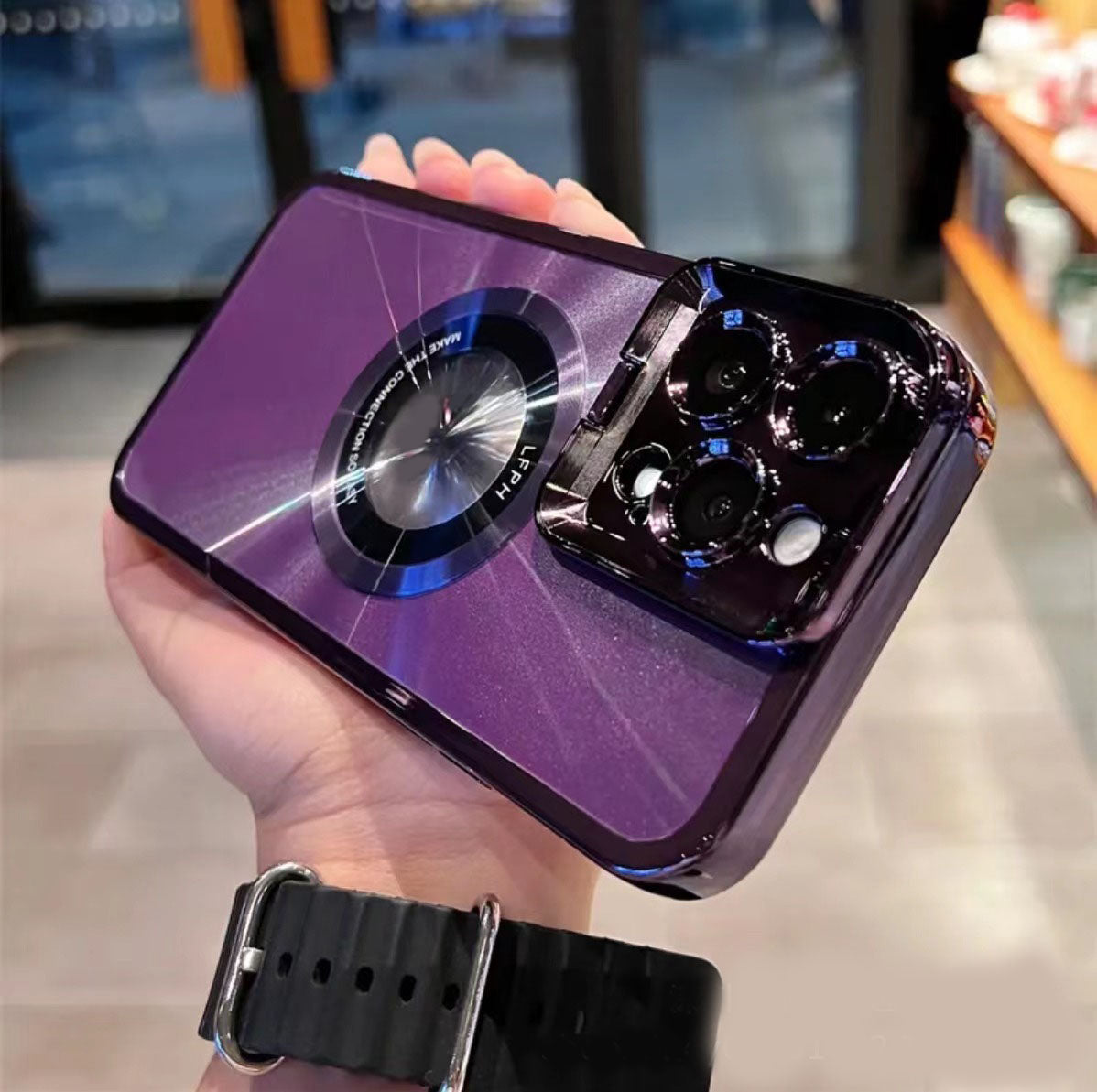 علبة iPhone المغناطيسية مع تركيب العدسة