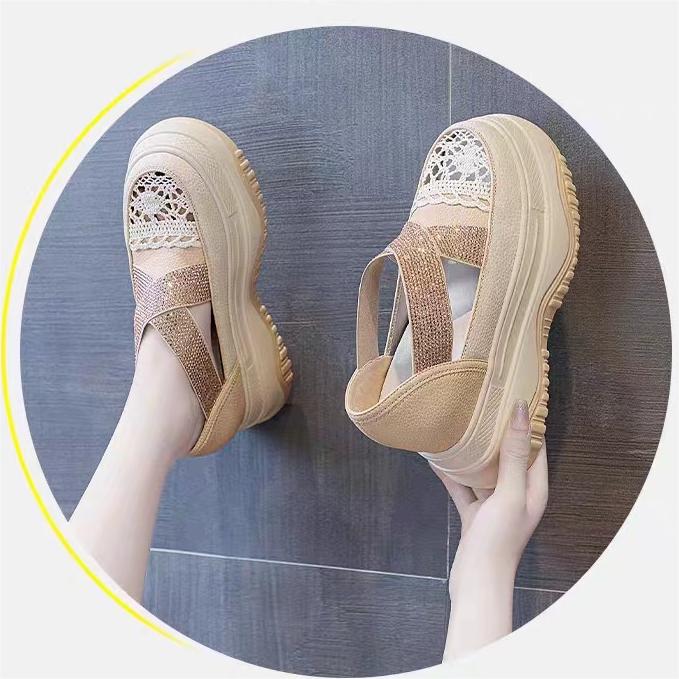 حذاء نسائي مكتنزة خفيف الوزن وخفيف الوزن من الدانتيل