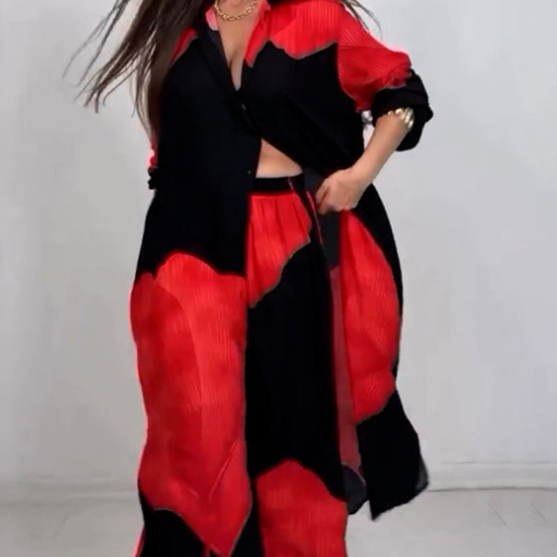 🩷عرض خاص للصيف🌼 طقم قميص طويل بأزرار كاملة وبنطلون برباط