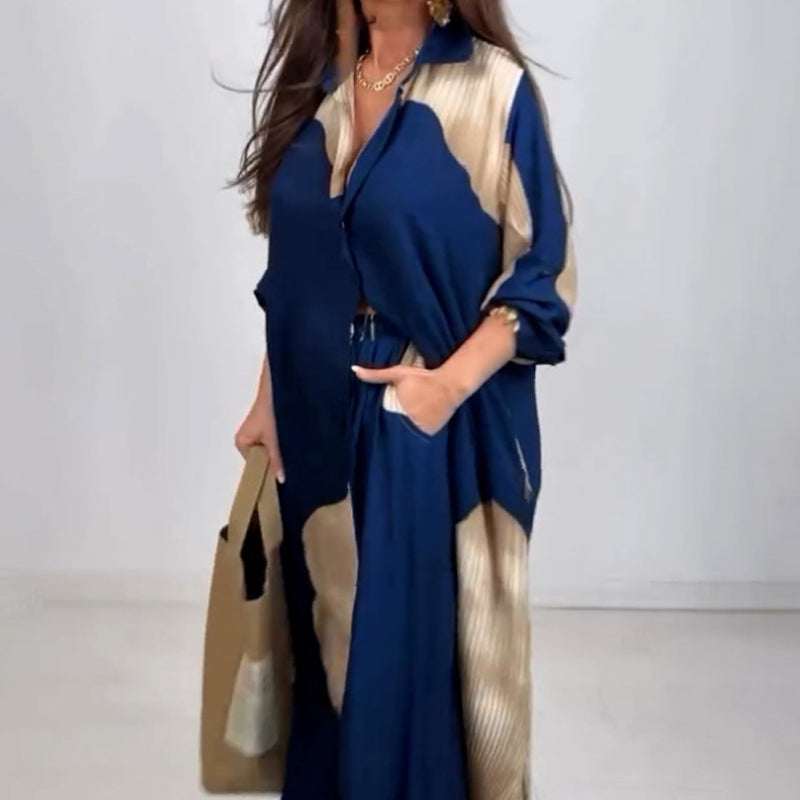 🩷عرض خاص للصيف🌼 طقم قميص طويل بأزرار كاملة وبنطلون برباط