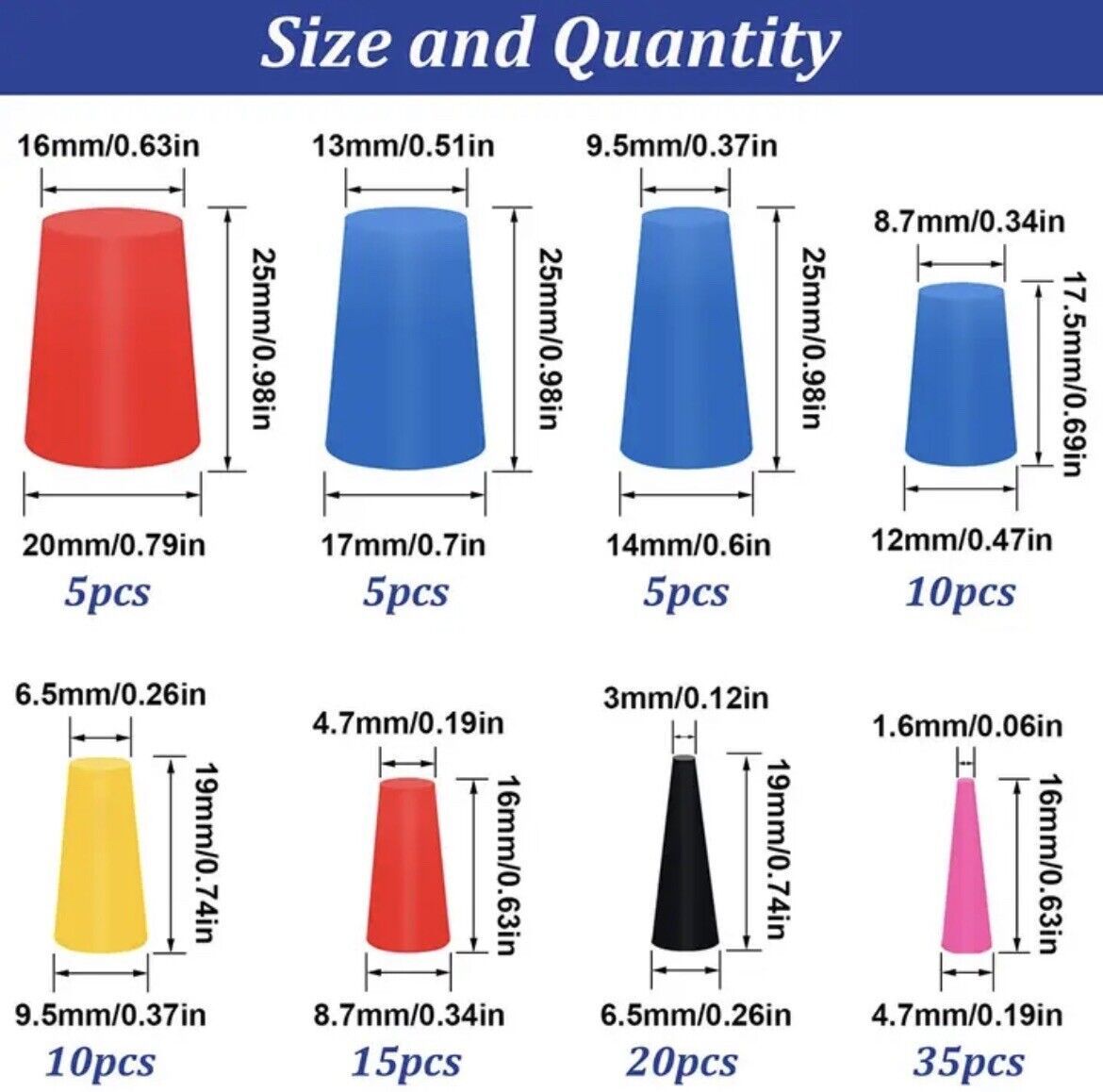 High Temp Silicone Plugs 105pcs