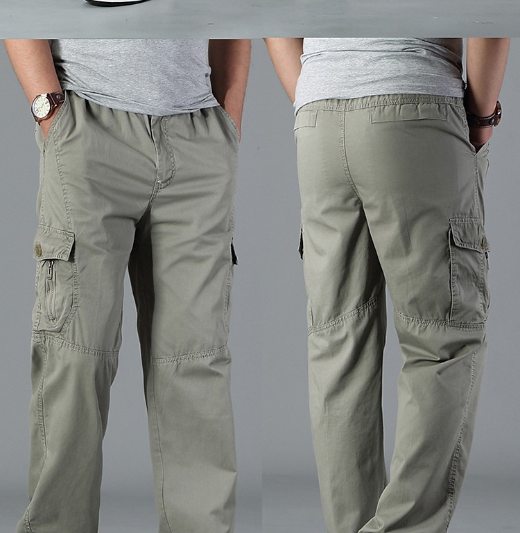 Men's Cargo Pants Cargo Trousers Trousers Work Pants Elastic Waist Front Zipper Straight Leg Solid Color Breathable Soft Work Causal Daily Wear Cotton 100% Cotton Streetwear Casual Loose Fit Deep 2023 - Rs. 2261 -P8