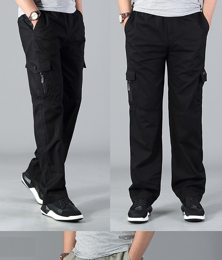 Men's Cargo Pants Cargo Trousers Trousers Work Pants Elastic Waist Front Zipper Straight Leg Solid Color Breathable Soft Work Causal Daily Wear Cotton 100% Cotton Streetwear Casual Loose Fit Deep 2023 - Rs. 2261 -P6