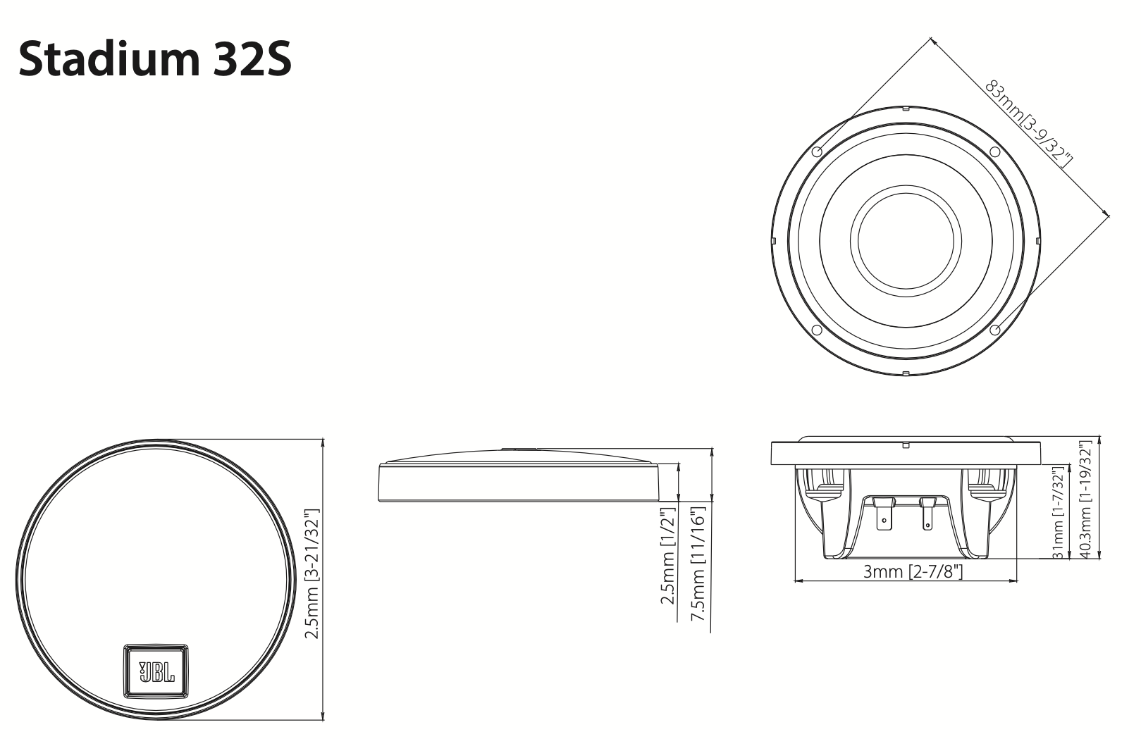 JBL Stadium 32S 3" Mid Range With Bandpass Crossover Enclosure