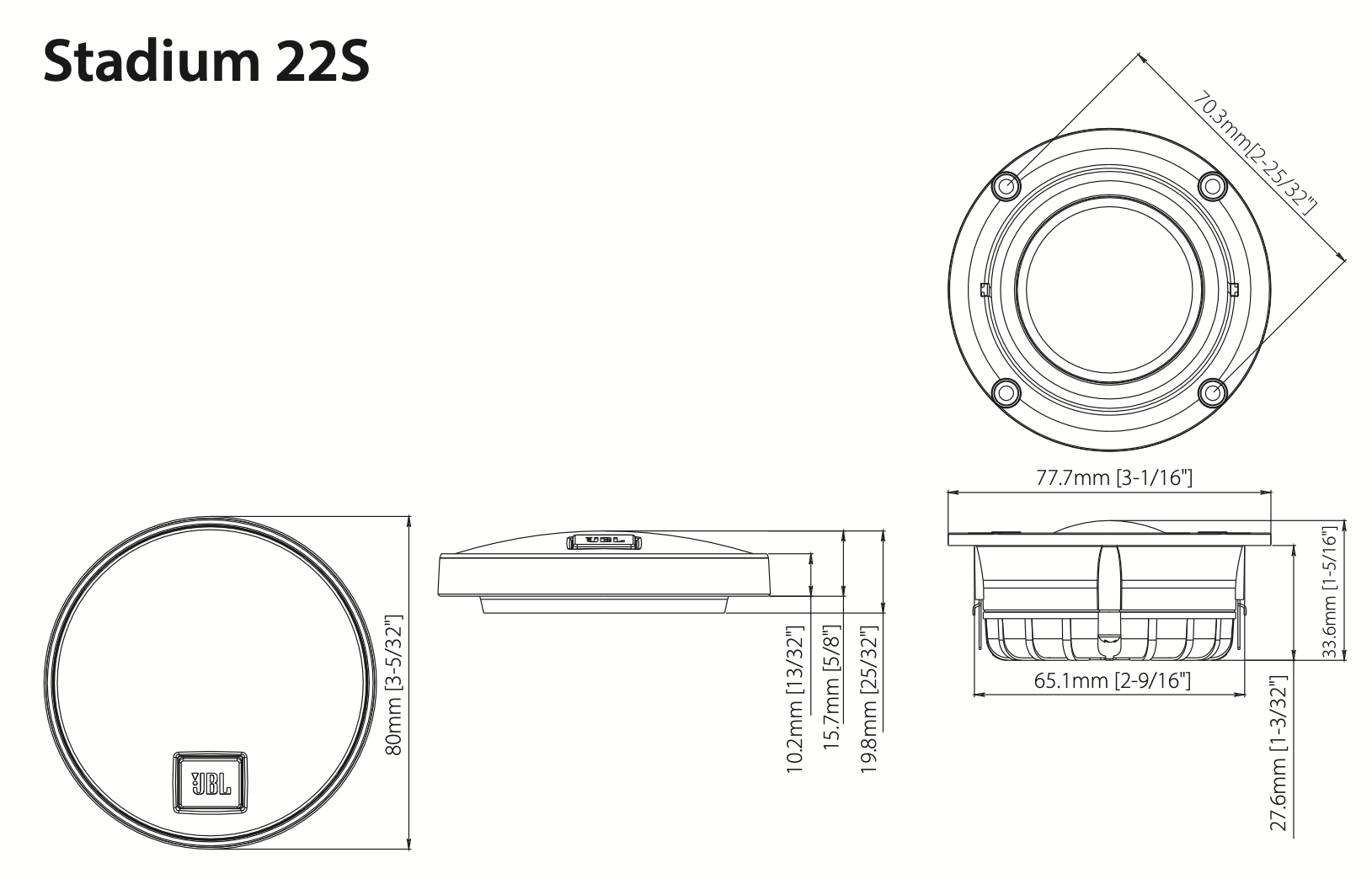 JBL Stadium 22S 2" PEI Dome Mid Range With Bandpass Crossover Enclosure