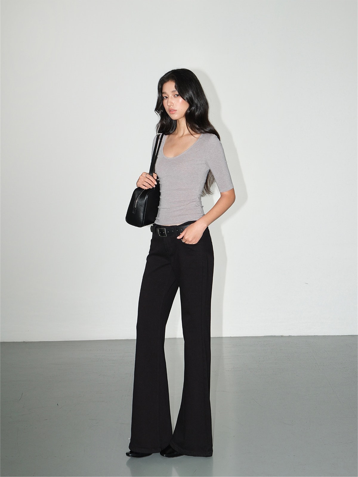 Liesel Scoop-Neck Elbow-Sleeve Top