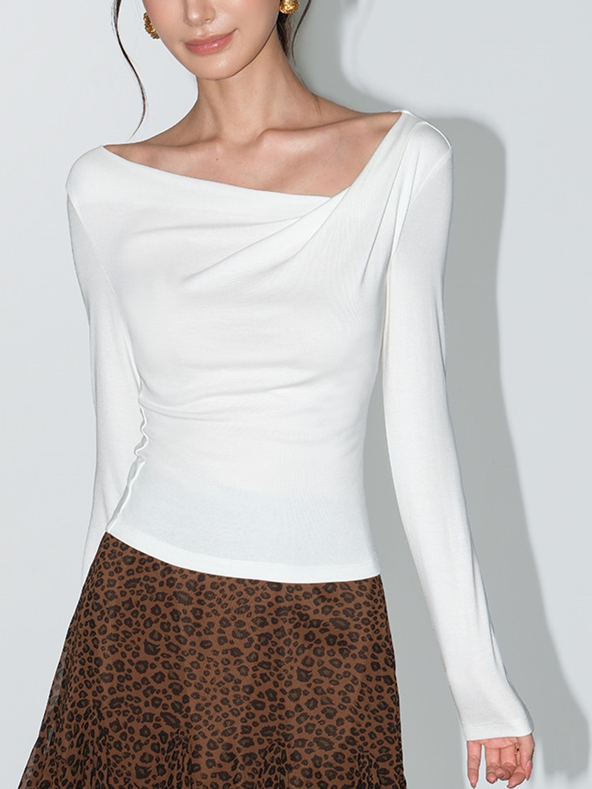Larissa Asymmetric Ruched Long-Sleeve Top