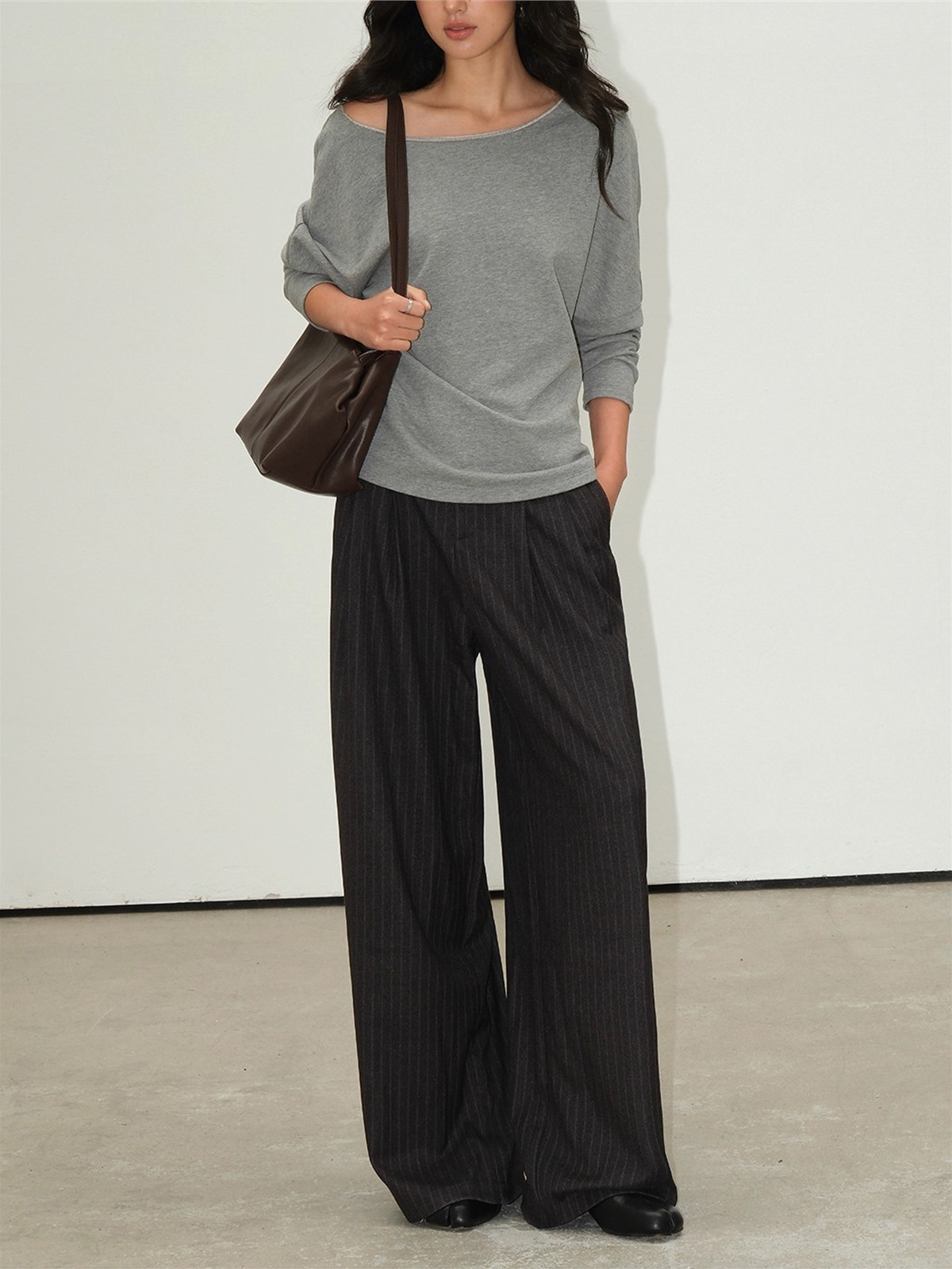 Leona Pinstripe Wide-Leg Trousers