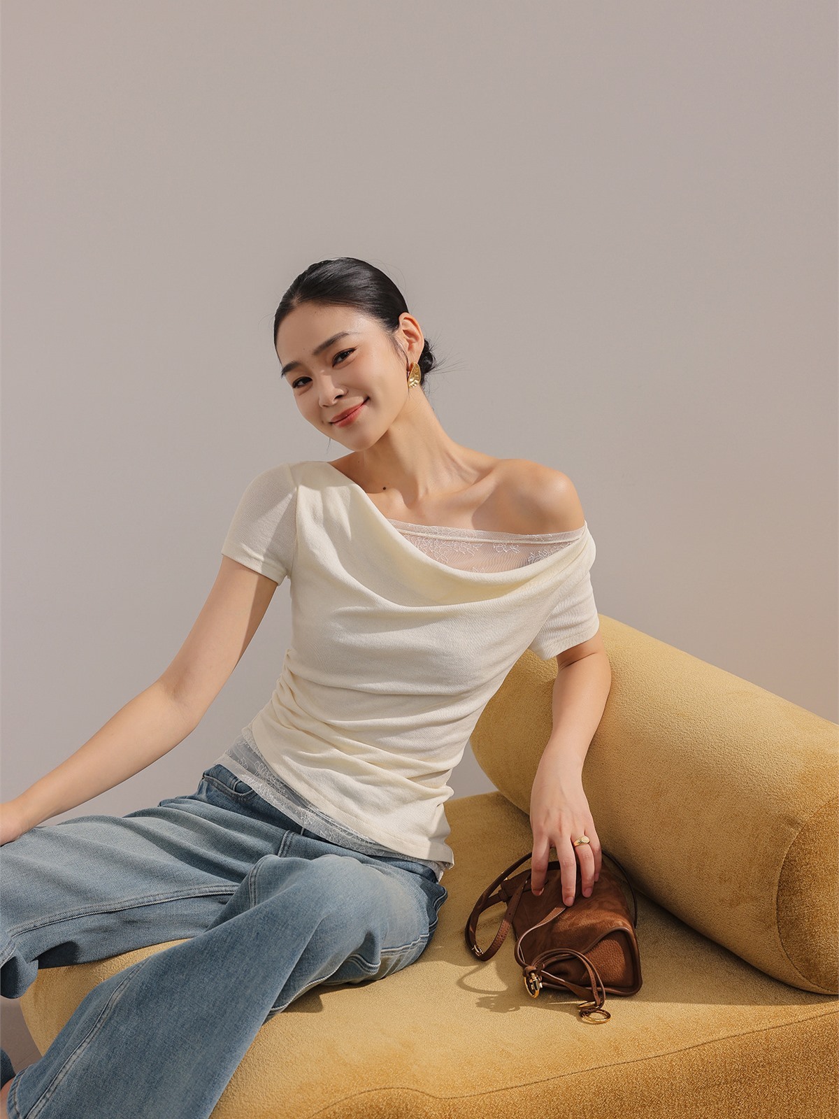 Hyacinth Lace Trim Knit Top
