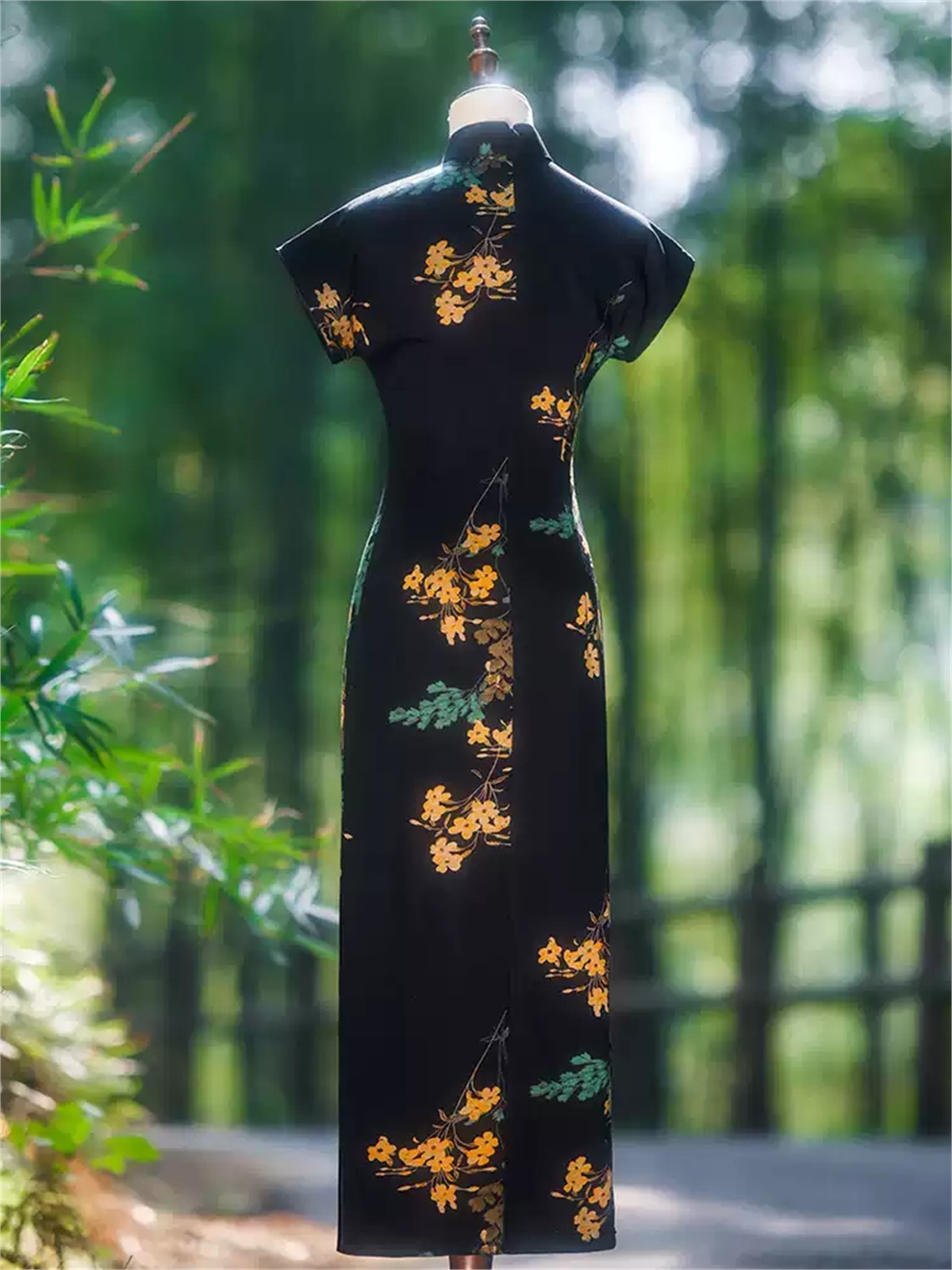 Ya Bang Floral Print Cap Sleeve Cheongsam