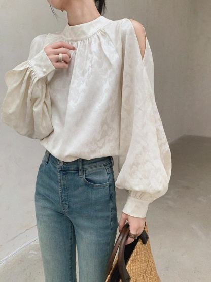 Xin Fei Cold Shoulder Oriental Top